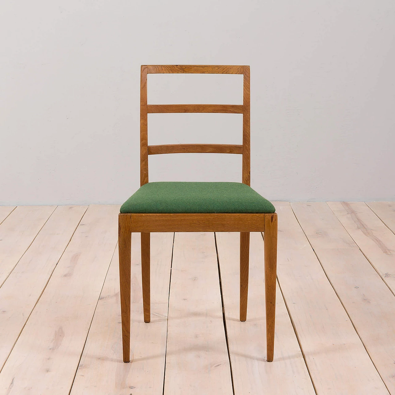 6 Solid oak ladder-back chairs by Fritz Hansen, 1950s 8