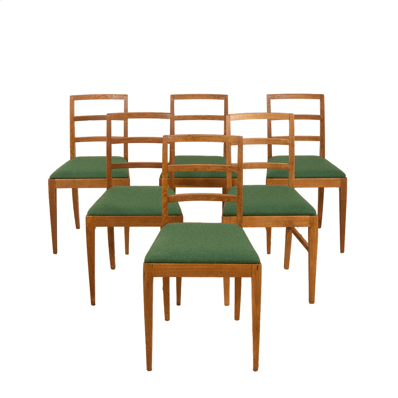 6 Solid oak ladder-back chairs by Fritz Hansen, 1950s 17
