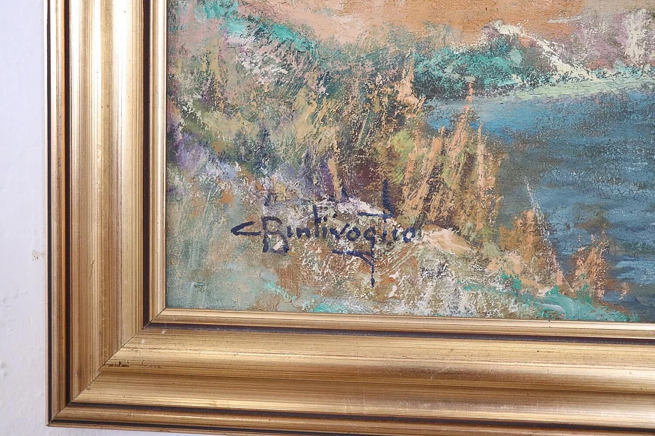 Cesare Bentivoglio, Paesaggio di montagna con fiume, olio su tela, anni '20 3