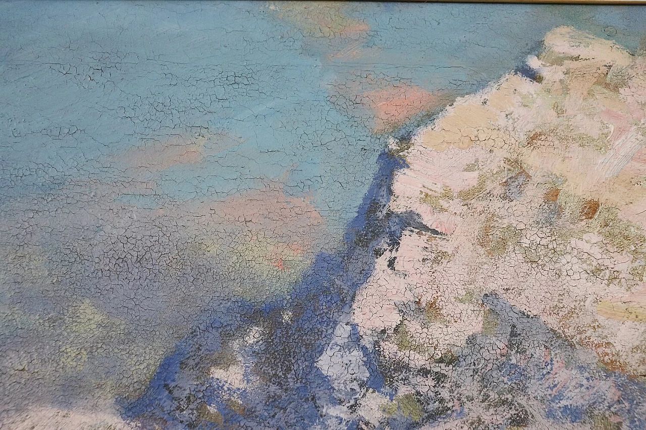 Cesare Bentivoglio, Mountain landscape with river, oil on canvas, 1920s 5
