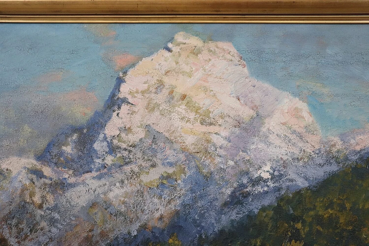 Cesare Bentivoglio, Mountain landscape with river, oil on canvas, 1920s 7