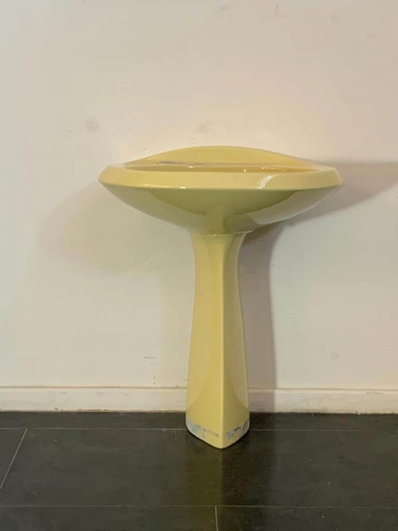 Yellow Ellisse washbasin by Ideal Standard, 1970s 4