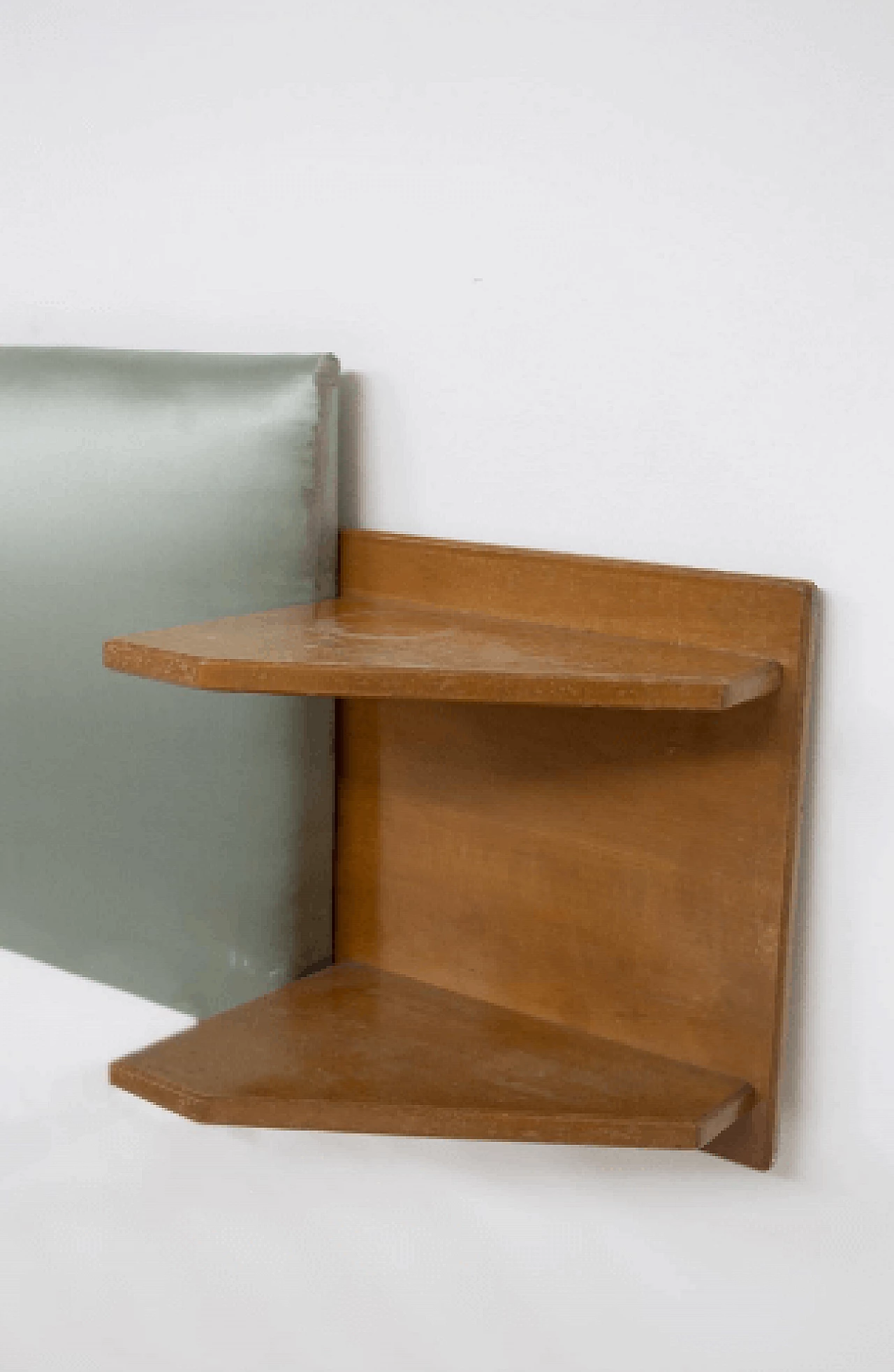 Testiera per due letti singoli in legno e tessuto, anni '50 3