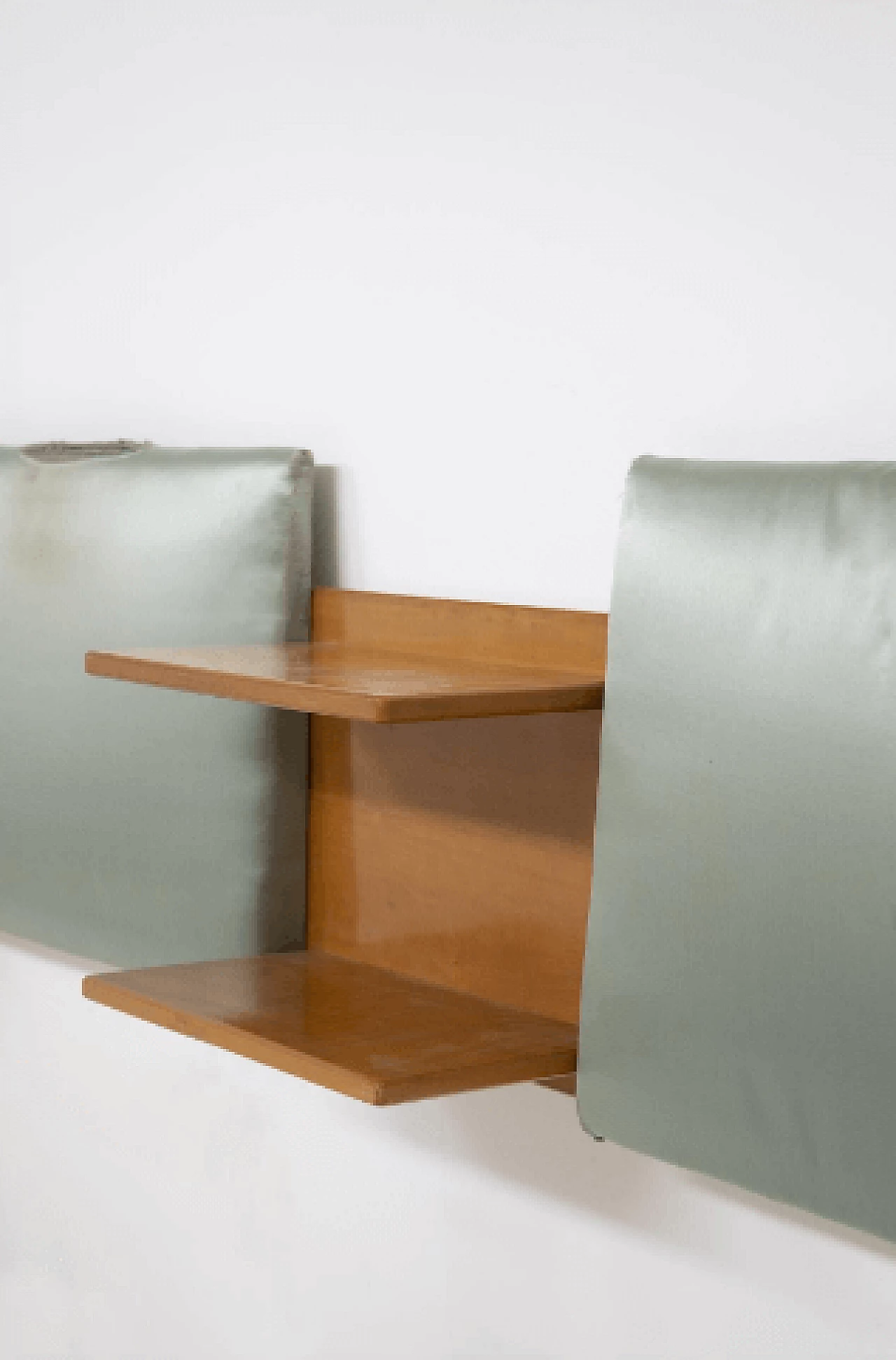 Testiera per due letti singoli in legno e tessuto, anni '50 6