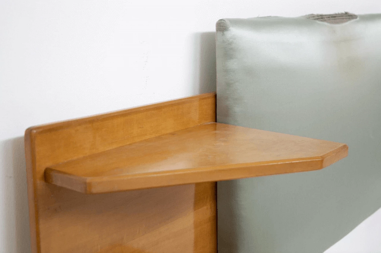 Testiera per due letti singoli in legno e tessuto, anni '50 7