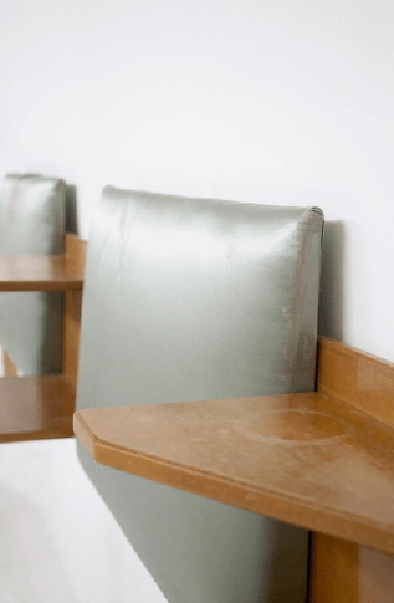 Testiera per due letti singoli in legno e tessuto, anni '50 8