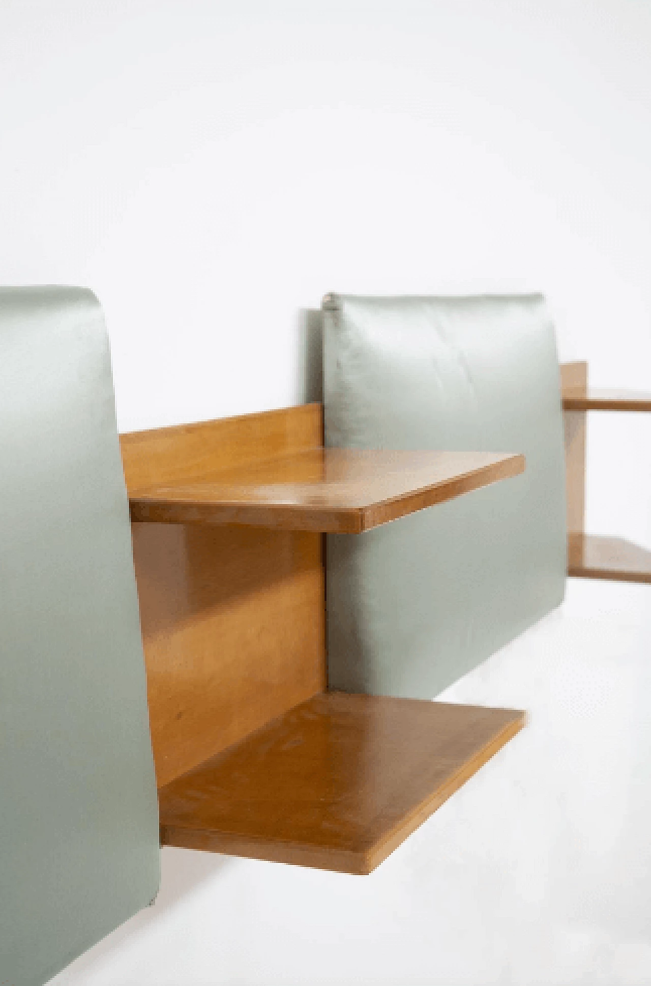 Testiera per due letti singoli in legno e tessuto, anni '50 10