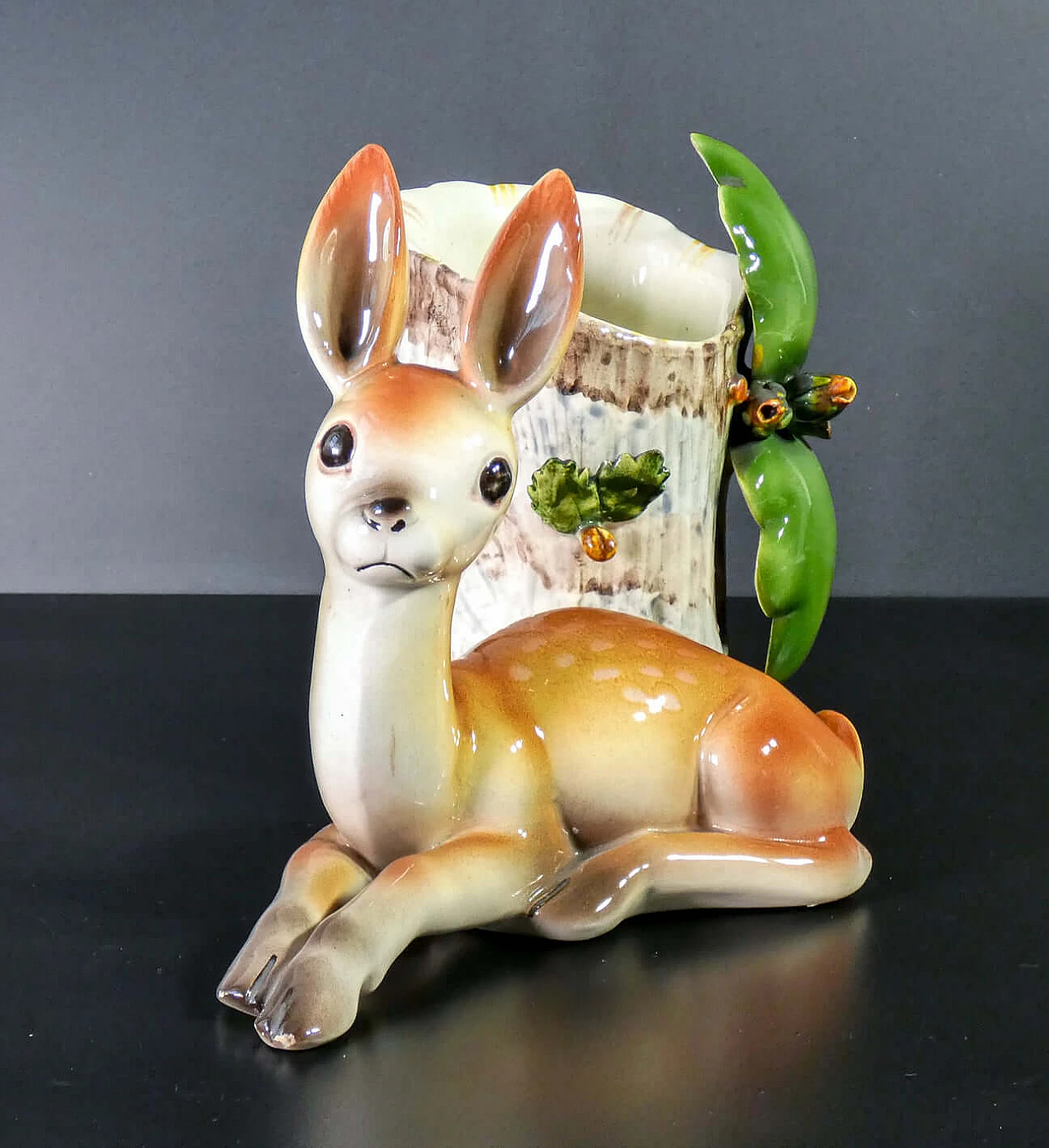 Hand-painted ceramic sculpture of a fawn by Tarcisio Tosin for La Freccia, 1930s 2