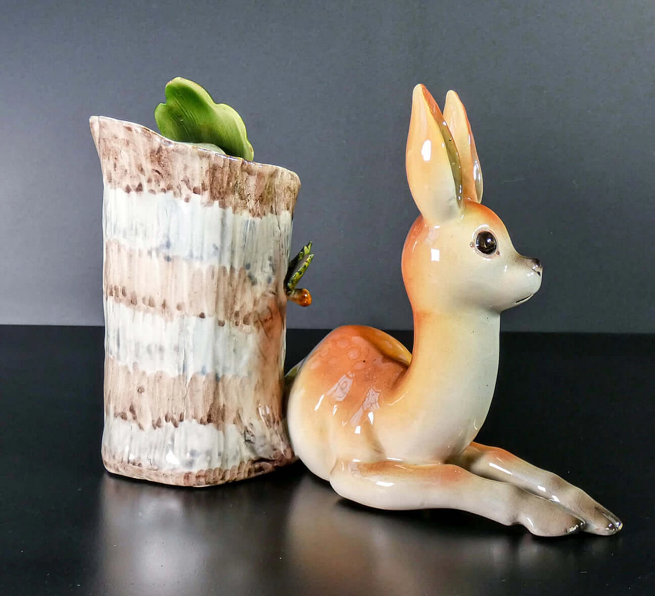 Hand-painted ceramic sculpture of a fawn by Tarcisio Tosin for La Freccia, 1930s 3