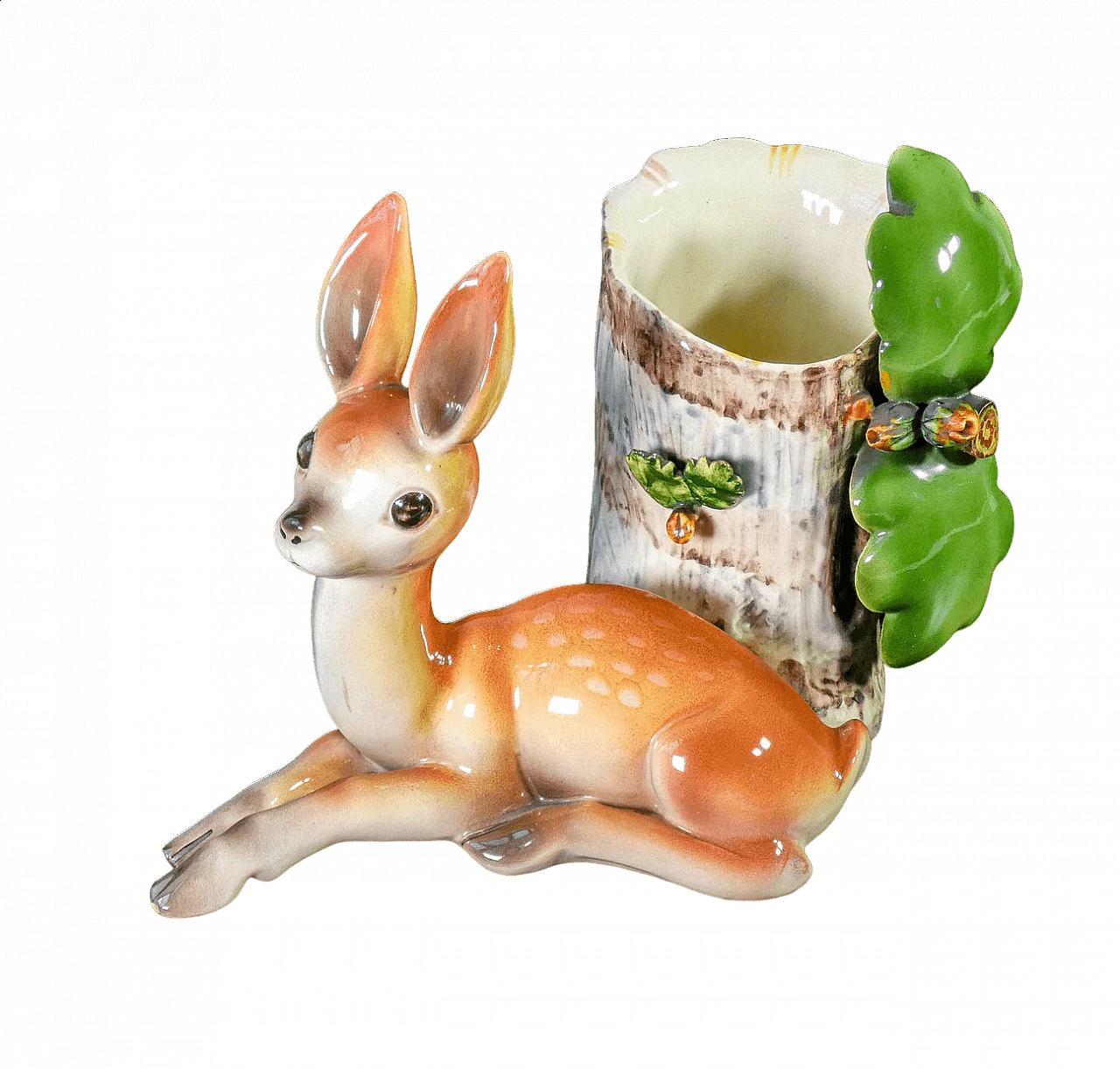 Hand-painted ceramic sculpture of a fawn by Tarcisio Tosin for La Freccia, 1930s 9