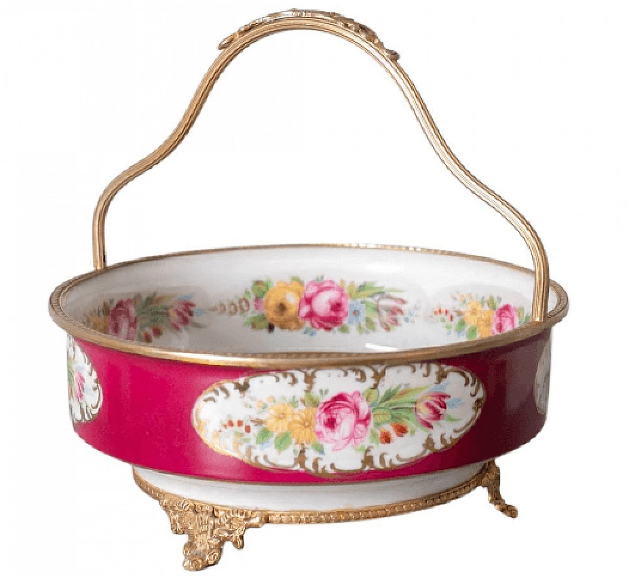 Chinese centerpiece in painted and gilded ceramic, early 20th century 1