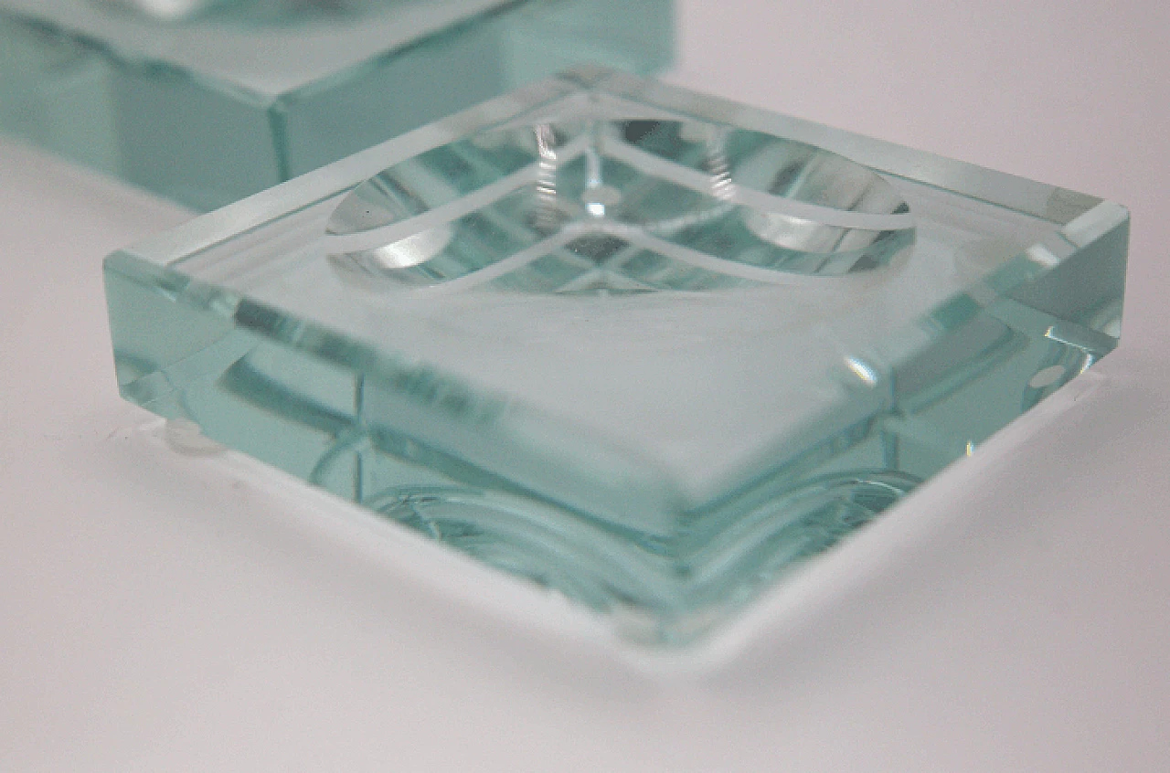 Coppia di posacenere in cristallo di Fontana Arte, anni '60 6