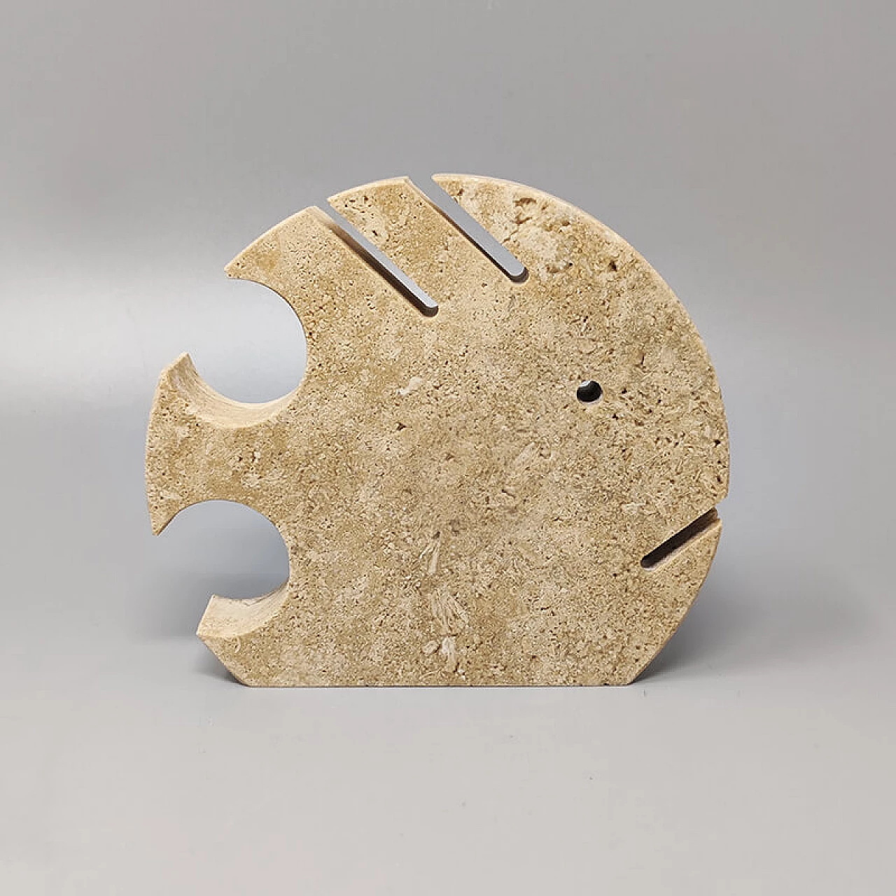 Travertine fish sculpture by Enzo Mari for F.lli Mannelli, 1970s 1
