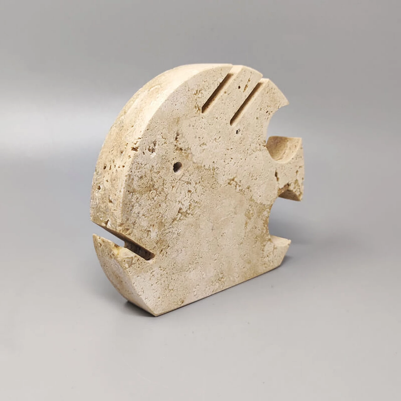 Travertine fish sculpture by Enzo Mari for F.lli Mannelli, 1970s 4