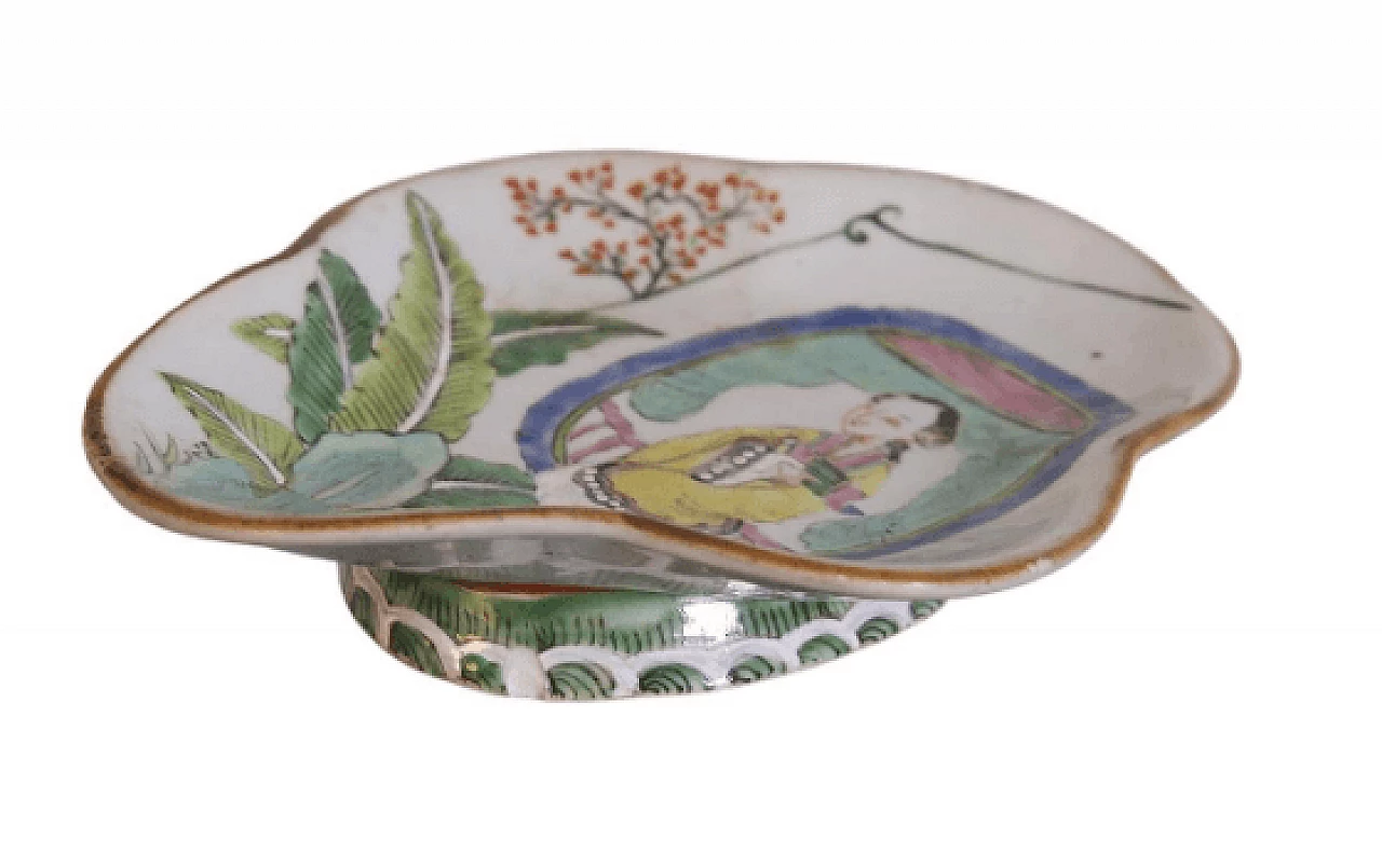 Coppia di centrotavola cinesi in ceramica dipinta, inizio '900 1