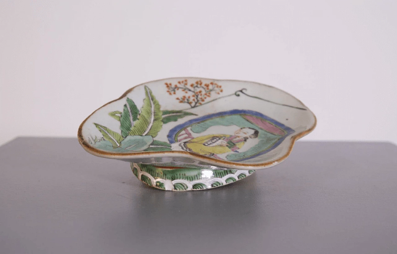 Coppia di centrotavola cinesi in ceramica dipinta, inizio '900 2