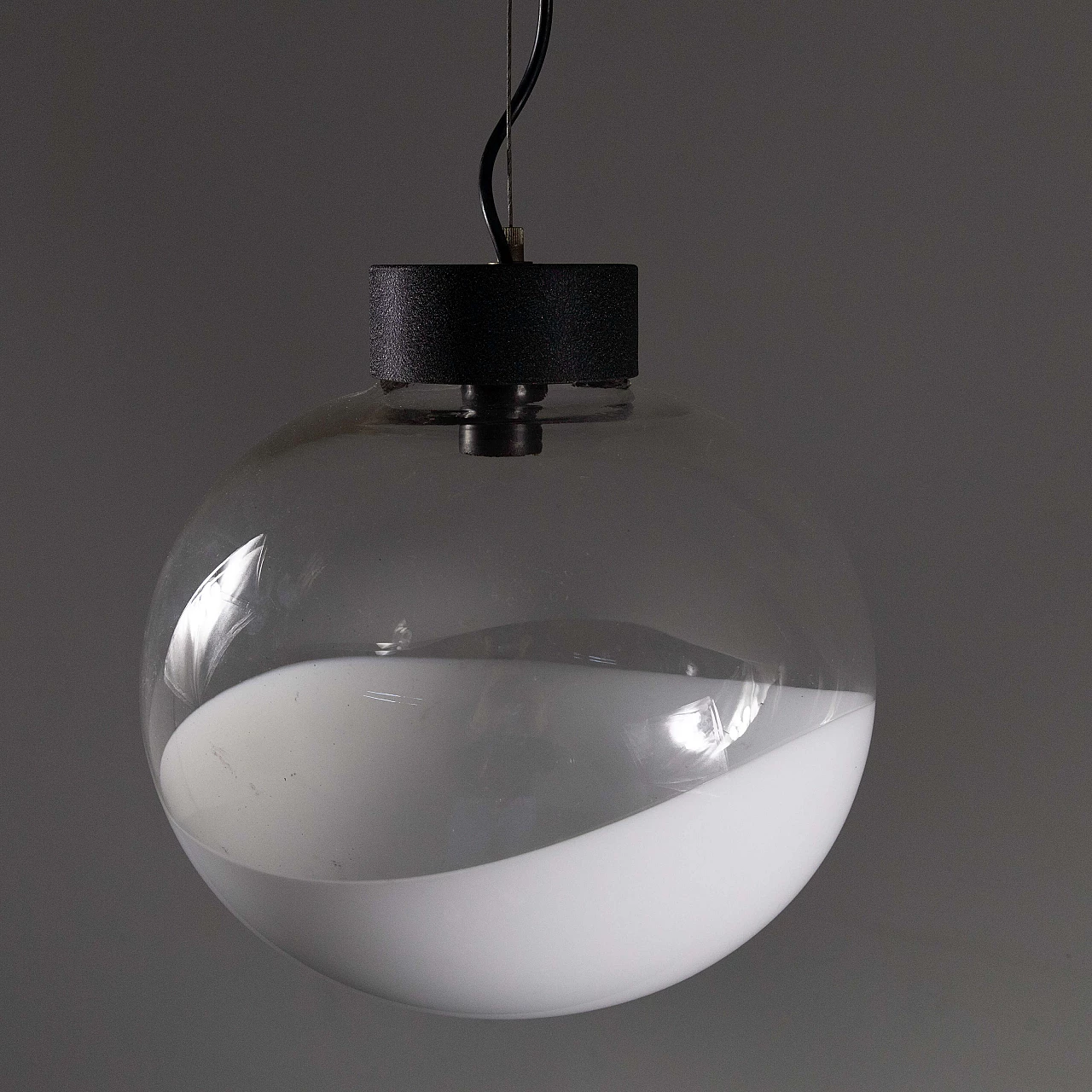 Lampada a sospensione in vetro di Pamio per Leucos, anni '70 2