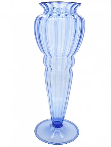 Blue glass vase by Napoleone Martinuzzi for Zecchin, 1930s