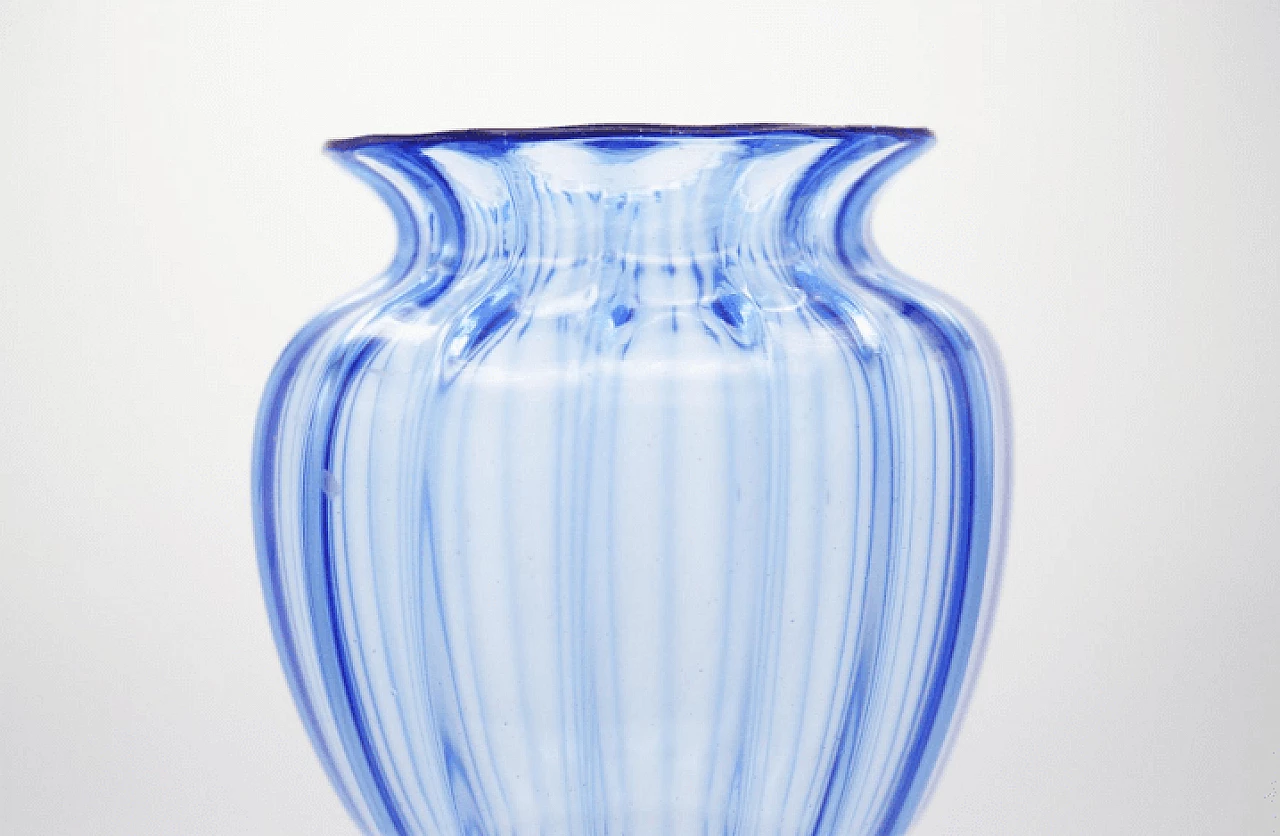 Vaso in vetro blu di Napoleone Martinuzzi per Zecchin, anni '30 7