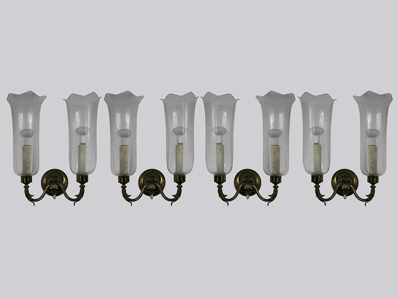 4 Classical-style brass and glass wall sconce, 1950s 9