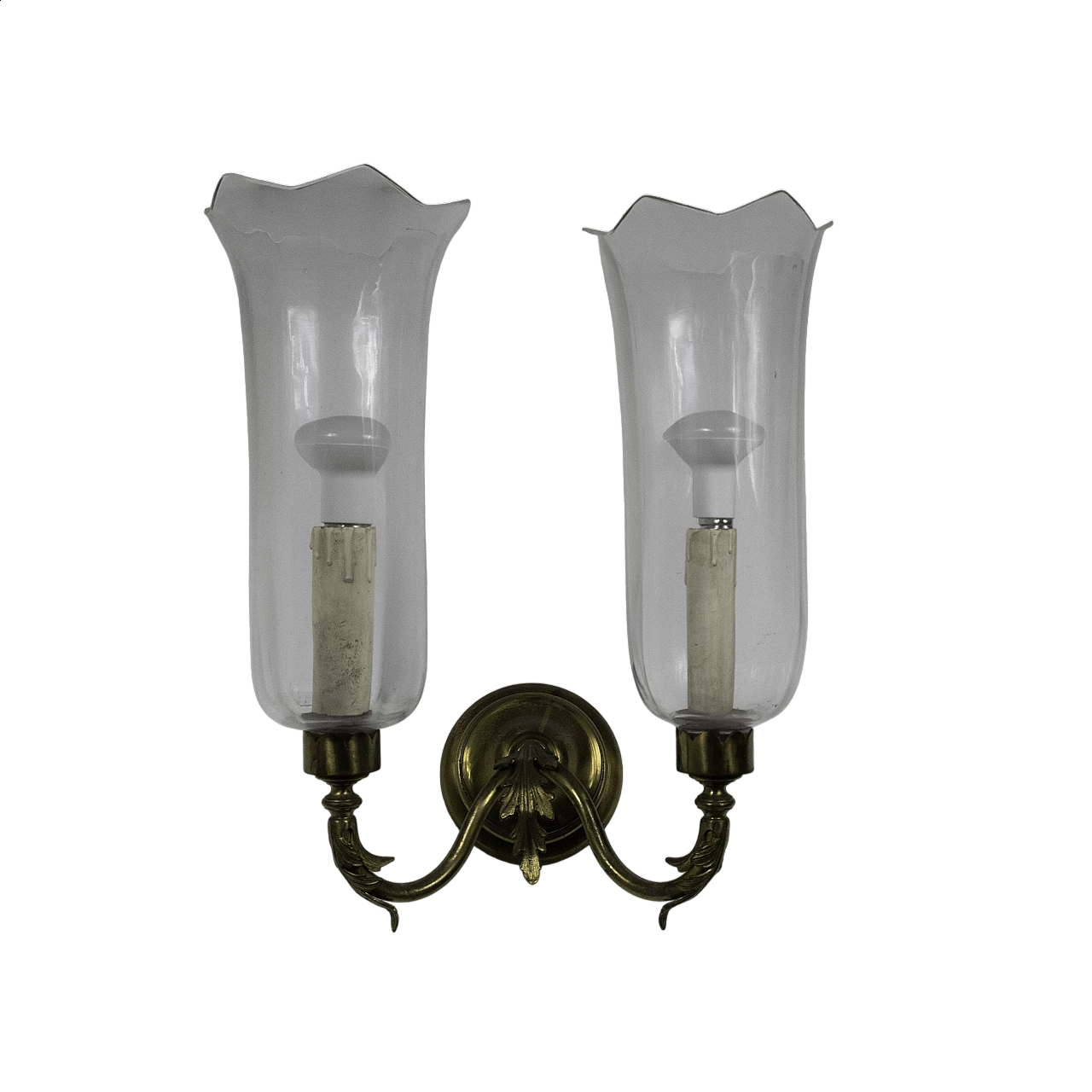 4 Classical-style brass and glass wall sconce, 1950s 11