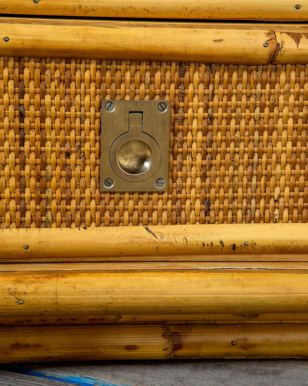 Pair of bamboo and wicker bedside tables by Vivai del Sud, 1960s 6