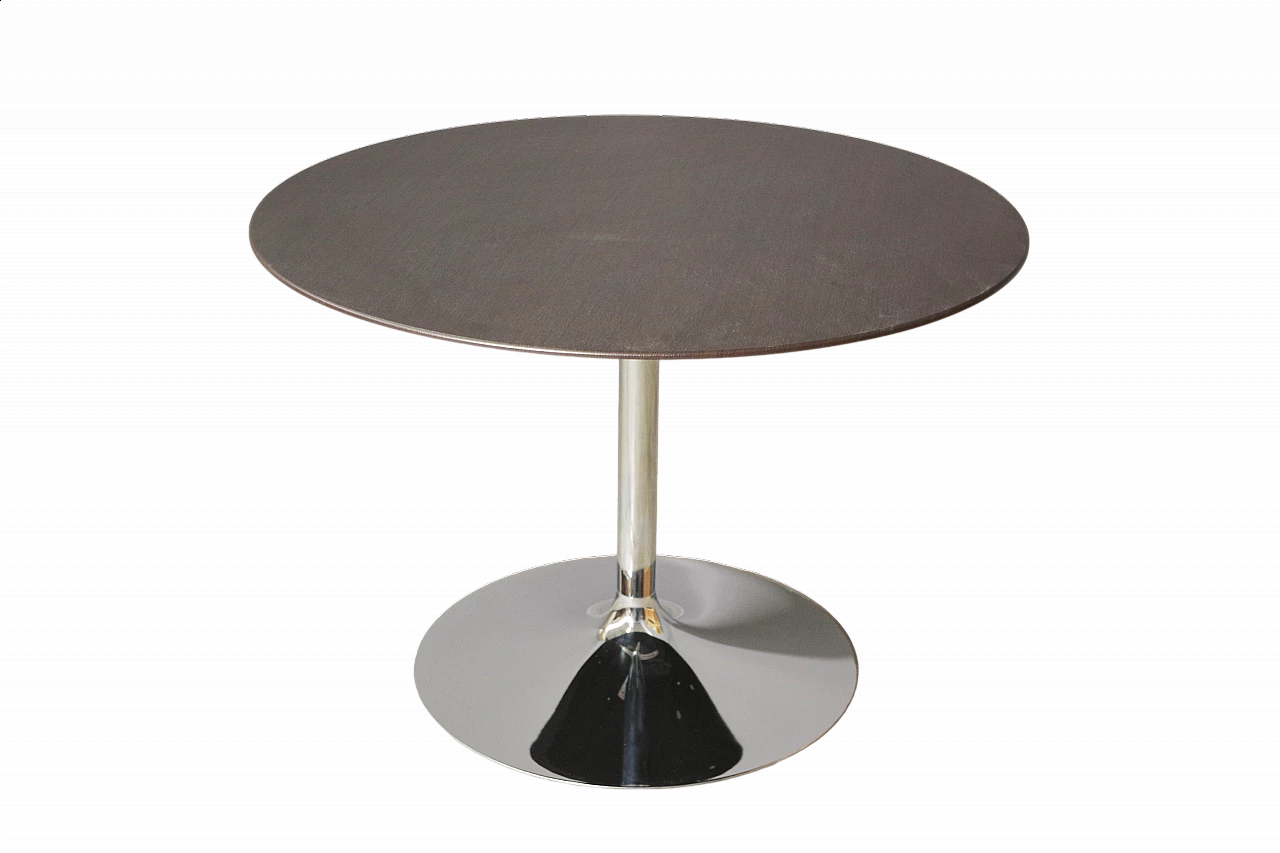 Round aluminum table with oak veneered top 8