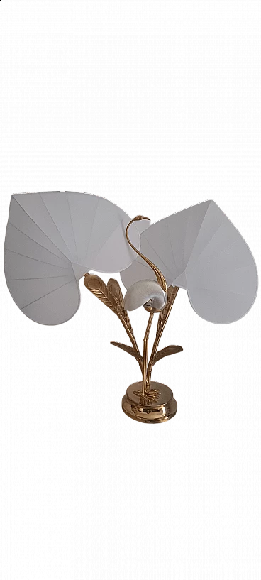 Lampada da tavolo con airone di Antonio Pavia, anni '70