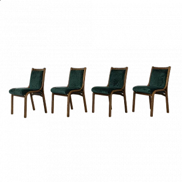 4 Cavour chairs by Gregotti, Meneghetti and Stoppino for SIM in walnut and velvet, 1960s