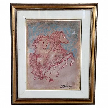 Giovan Francesco Gonzaga, Horses, colored pastels on paper