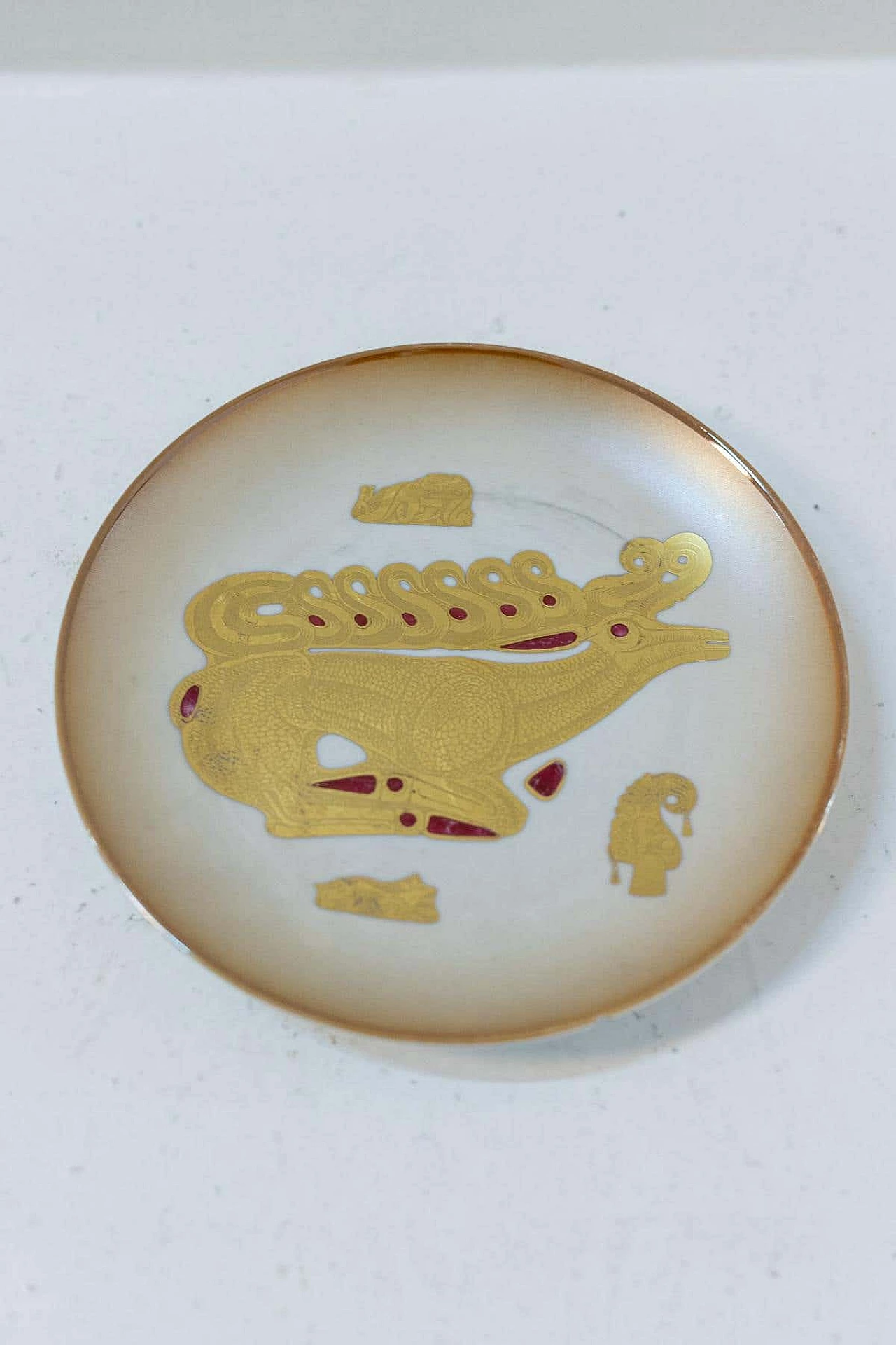 5 Porcelain plates with 24k gold inserts by Arte Morbelli, 1970s 4