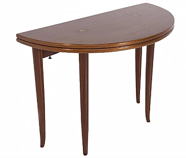 Consolle e tavolo da gioco in noce attribuita a Paolo Buffa, anni '50