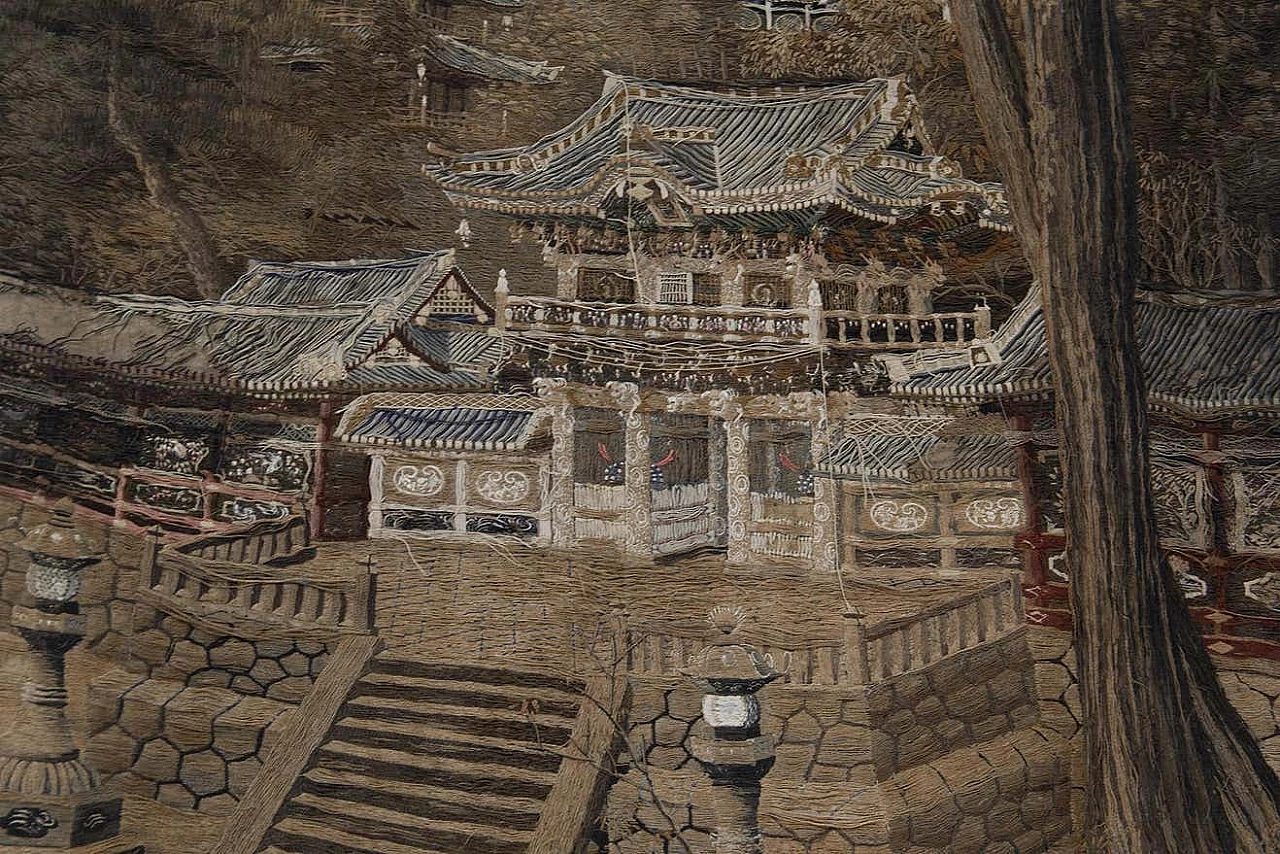 Arazzo giapponese in seta e cotone, '800 11