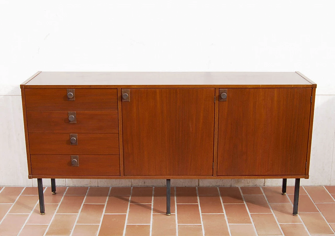 Teak veneered wood sideboard, 1960s 1