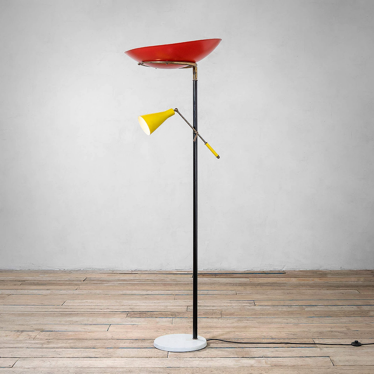 Double light diffuser floor lamp by Stilnovo, 1950s 1