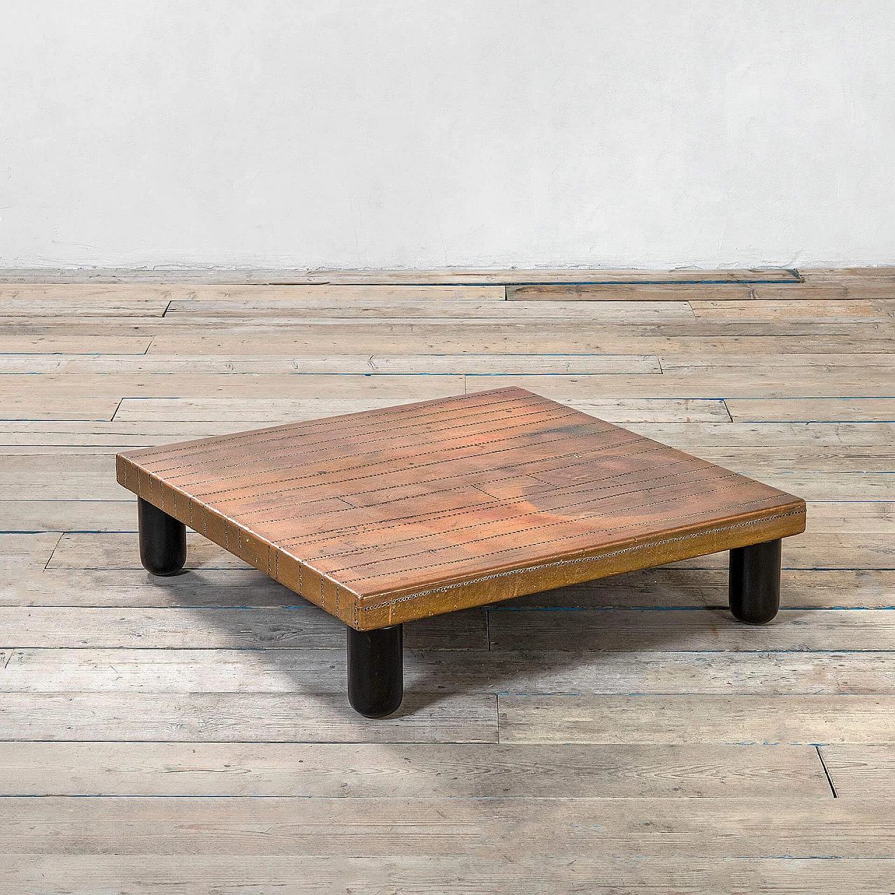 Tavolino in legno e rame di Lorenzo Burchiellaro, anni '70 1