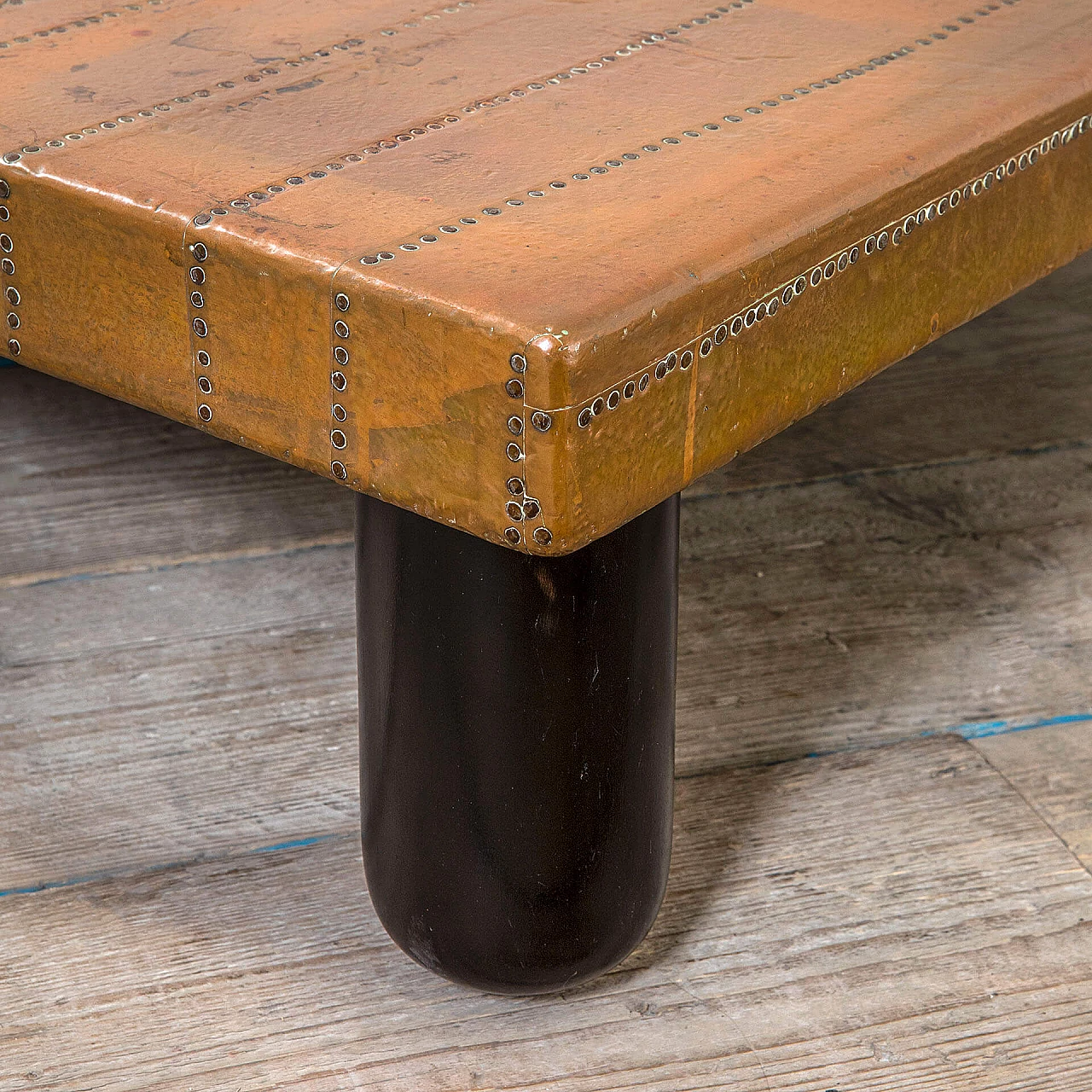Wood and copper side table by Lorenzo Burchiellaro, 1970s 4