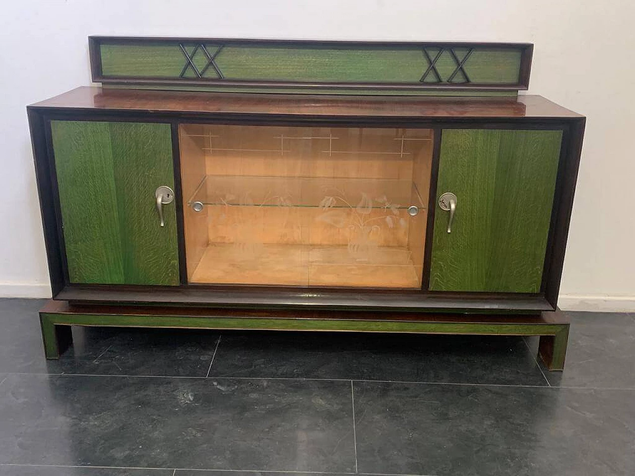 Credenza in stile Art Déco in palissandro verde, anni '40 1