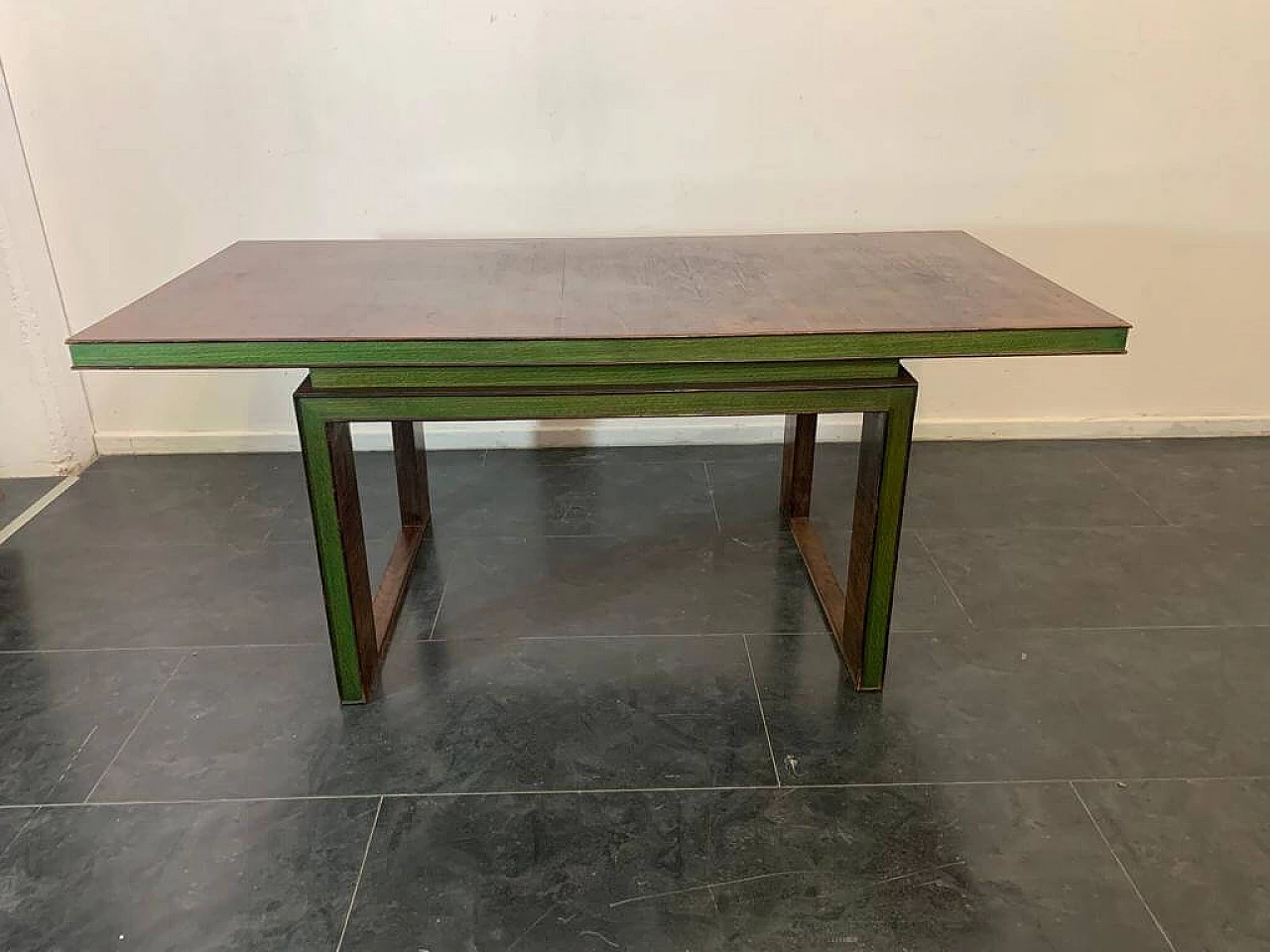 Table in Art Deco style in rosewood and green maple, 1930s 1