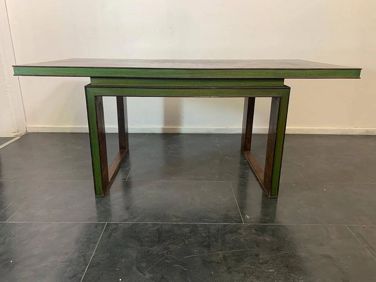 Table in Art Deco style in rosewood and green maple, 1930s 2