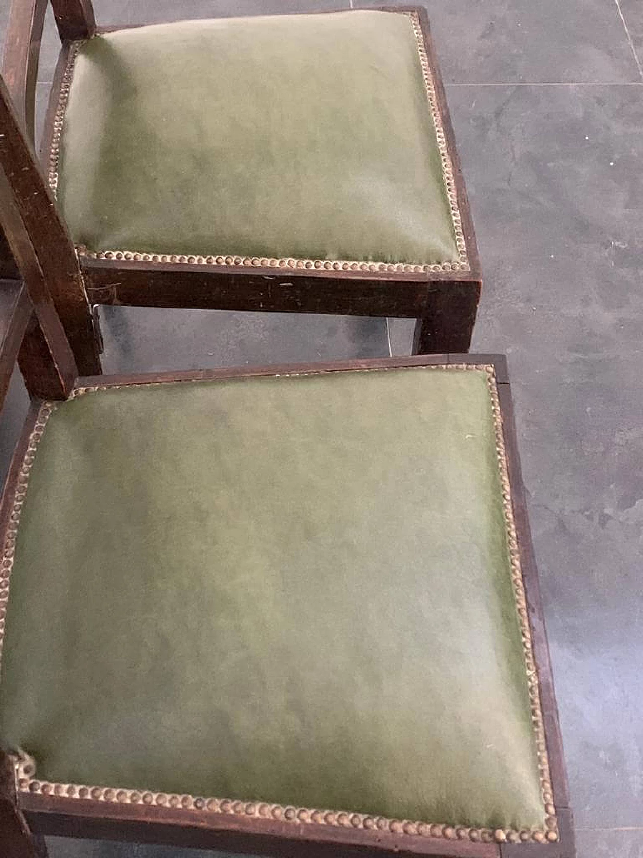 4 Art Deco style chairs in green-stained wood, 1930s 5