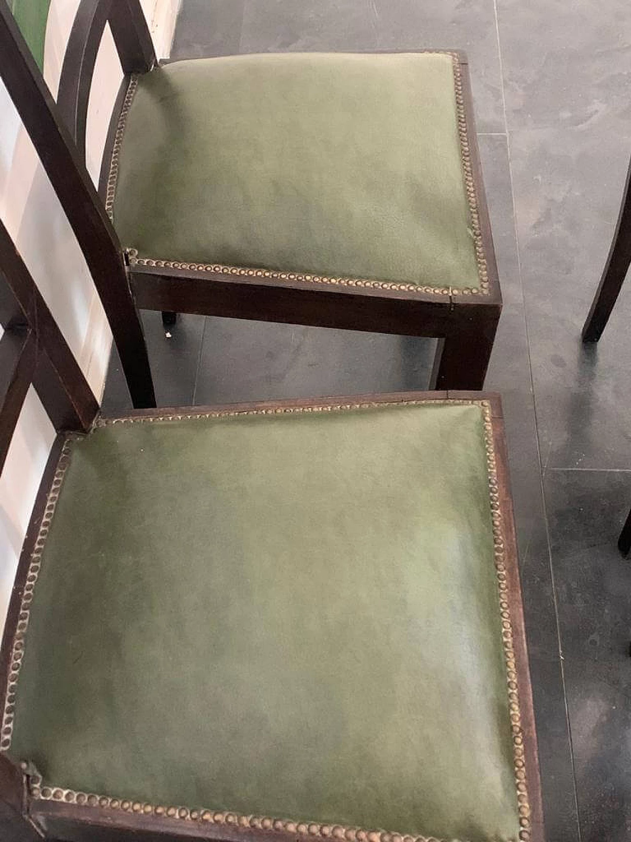4 Art Deco style chairs in green-stained wood, 1930s 6