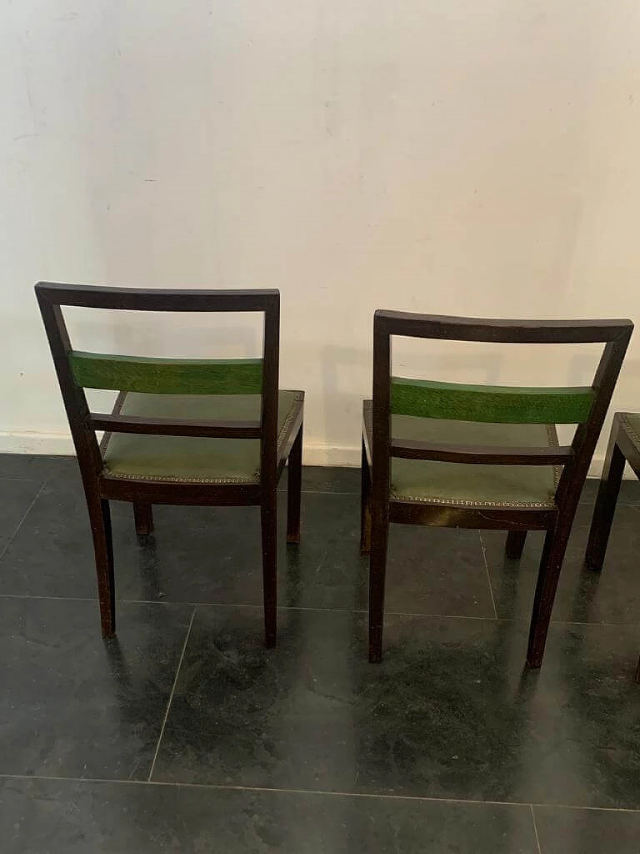 4 Art Deco style chairs in green-stained wood, 1930s 9