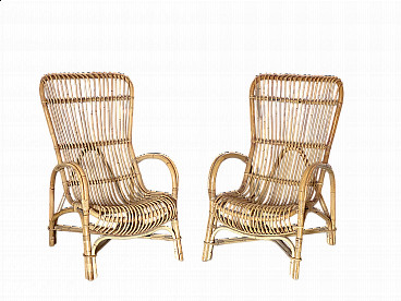 Pair of armchairs in bamboo, 1970s
