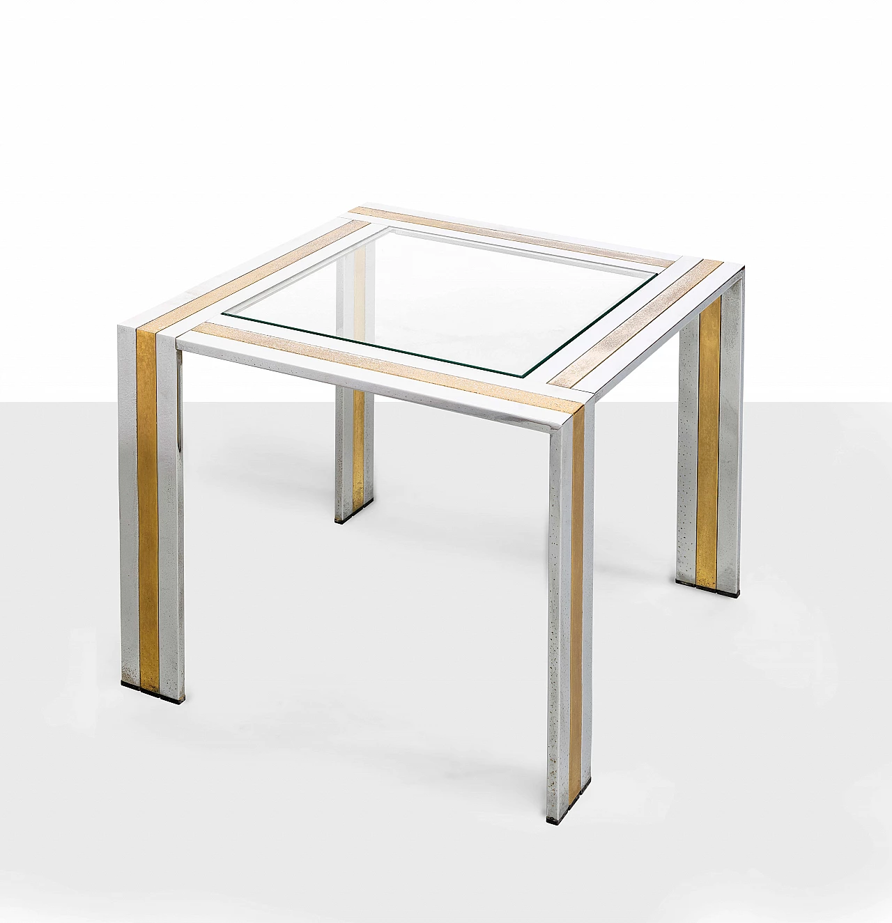 Metal coffee table with beveled glass top by Romeo Rega, 1970s 1