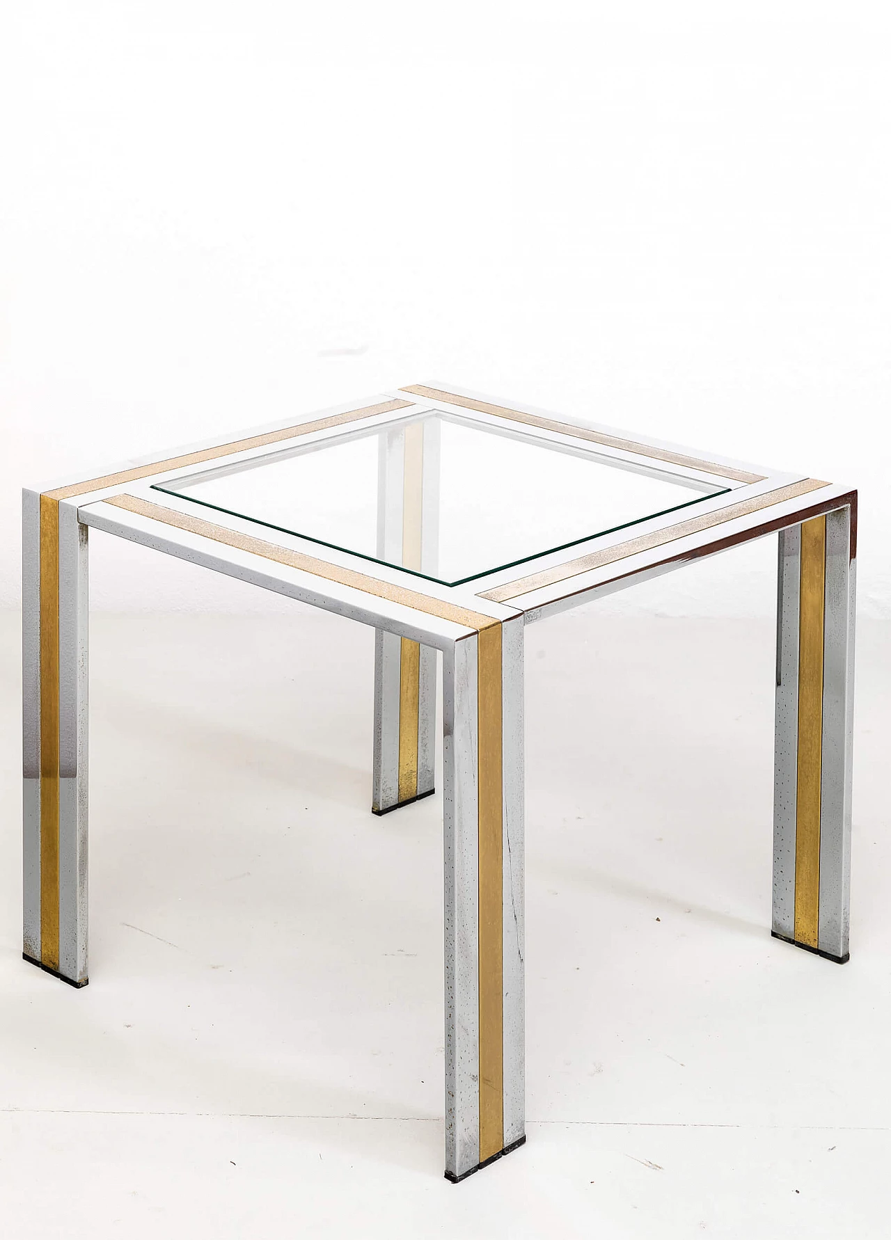 Metal coffee table with beveled glass top by Romeo Rega, 1970s 3