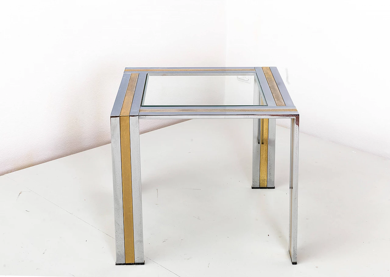 Metal coffee table with beveled glass top by Romeo Rega, 1970s 4