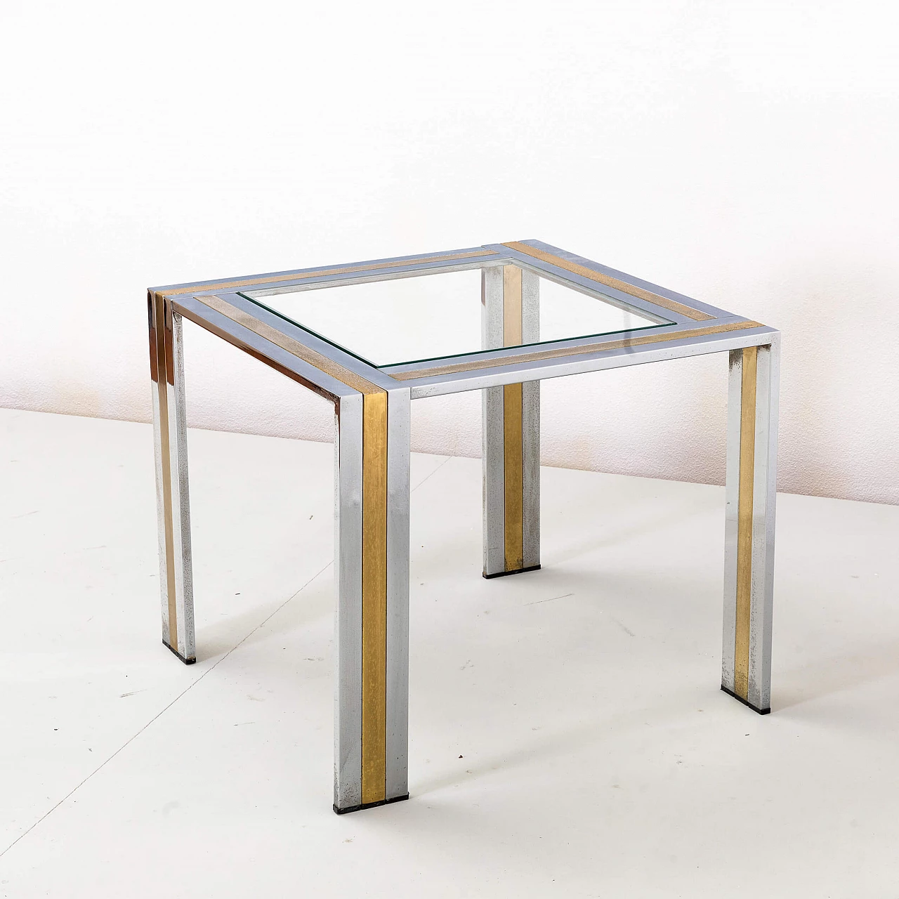 Metal coffee table with beveled glass top by Romeo Rega, 1970s 5