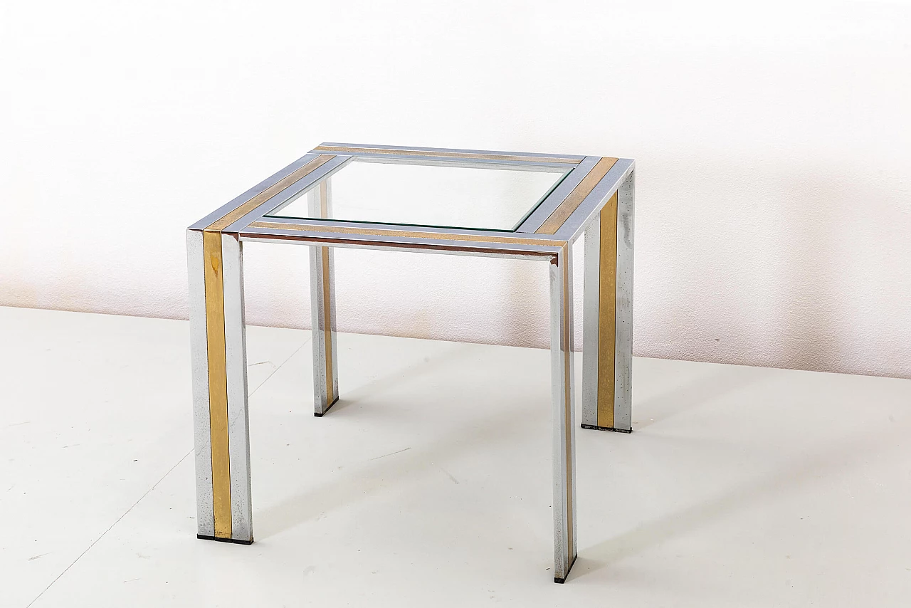 Metal coffee table with beveled glass top by Romeo Rega, 1970s 7