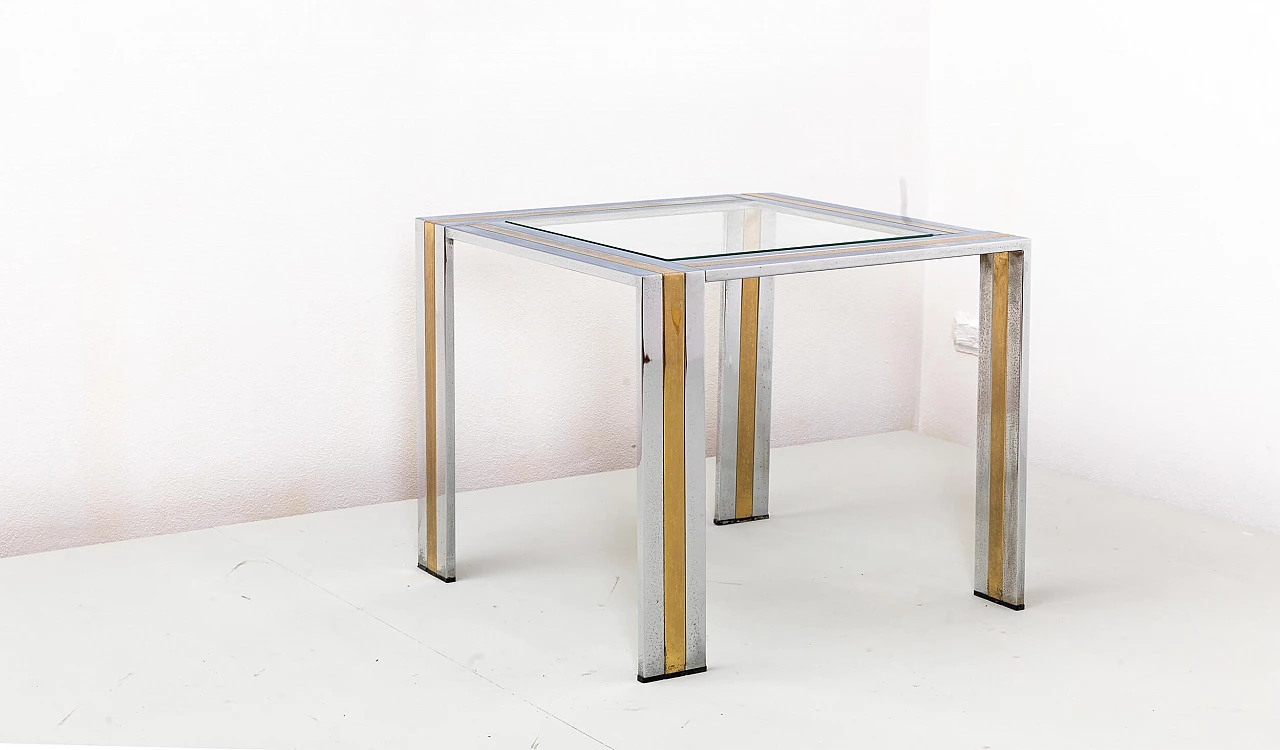 Metal coffee table with beveled glass top by Romeo Rega, 1970s 8